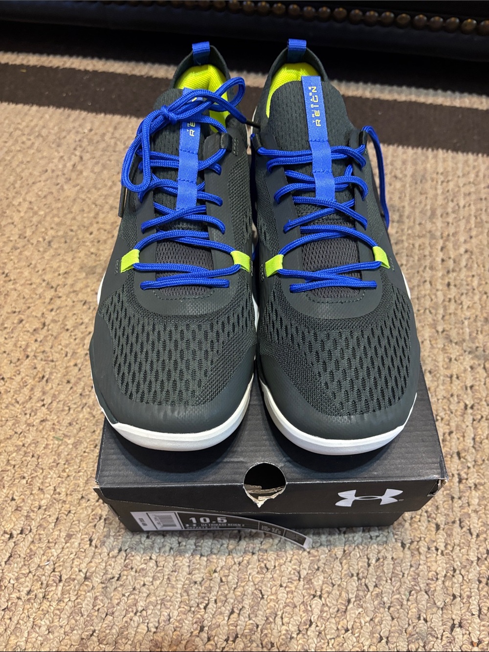 Under Armour Men’s Reign Running Shoes - Black, Blue & Neon Yellow